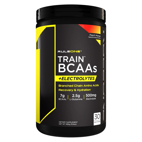 Амінокислота BCAA Rule 1 Train BCAAs + Electrolytes, 450 грам Персик-манго