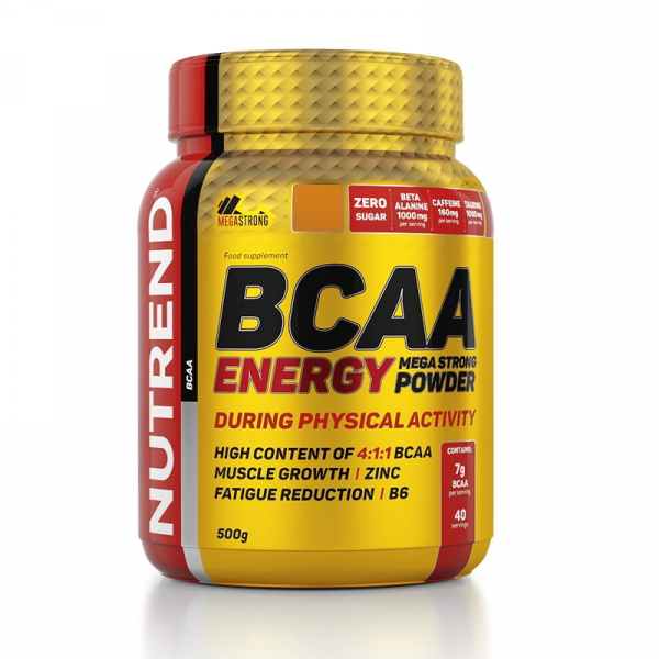 Амінокислота BCAA Nutrend BCAA Energy Mega Strong, 500 грам Малина