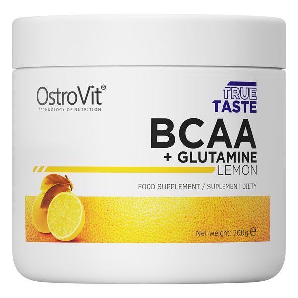Амінокислота BCAA OstroVit BCAA + Glutamine, 200 грам Лимон