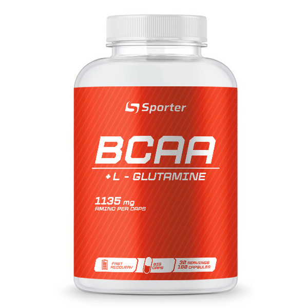 Амінокислота BCAA Sporter BCAA + Glutamine, 180 капсул