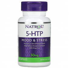 Амінокислота Natrol 5-HTP 50 mg, 45 капсул Амінокислота Natrol 5-HTP 50 mg, 45 капсул