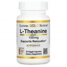 Амінокислота California Gold Nutrition L-Theanine 100 mg, 30 вегакапсул