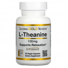 Амінокислота California Gold Nutrition L-Theanine 100 mg, 60 вегакапсул Амінокислота California Gold Nutrition L-Theanine 100 mg, 60 вегакапсул