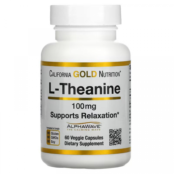 Амінокислота California Gold Nutrition L-Theanine 100 mg, 60 вегакапсул