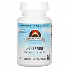 Амінокислота Source Naturals L-Theanine 200 mg, 60 капсул Амінокислота Source Naturals L-Theanine 200 mg, 60 капсул