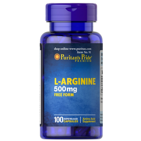 Амінокислота Puritan's Pride L-Arginine 500 mg, 100 капсул