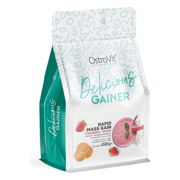 Гейнер OstroVit Delicious Gainer, 4.5 кг Полуничні вафлі
