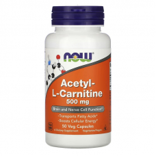 Жироспалювач NOW Acetyl-L-Carnitine 500 mg, 50 вегакапсул Жироспалювач NOW Acetyl-L-Carnitine 500 mg, 50 вегакапсул