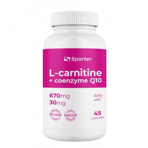 Жироспалювач Sporter L-Carnitine + Q10, 45 капсул