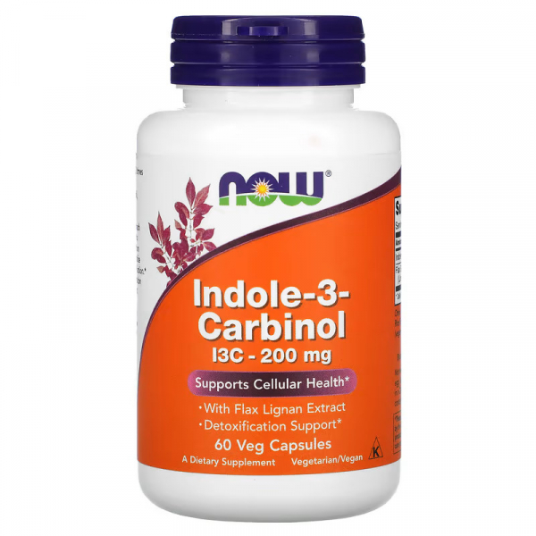 Натуральна добавка NOW Indole-3-Carbinol 200 mg, 60 вегакапсул