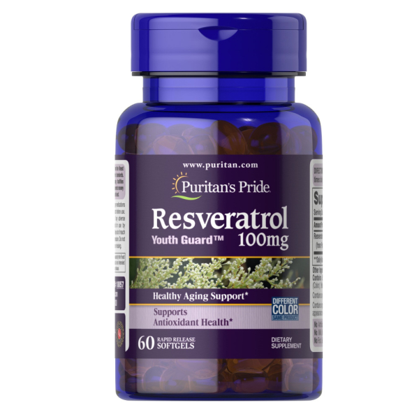 Натуральна добавка Puritan's Pride Resveratrol 100 mg, 60 капсул