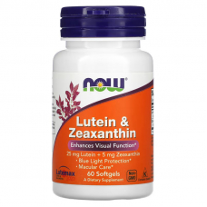 Натуральна добавка NOW Lutein & Zeaxanthin, 60 капсул