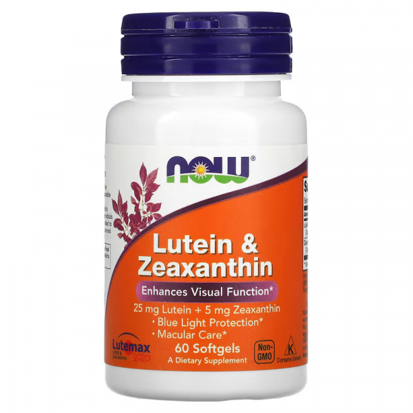 Натуральна добавка NOW Lutein & Zeaxanthin, 60 капсул