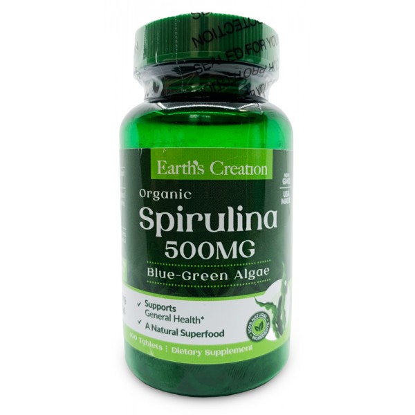 Натуральна добавка Earth‘s Creation Spirulina 500 mg, 60 таблеток