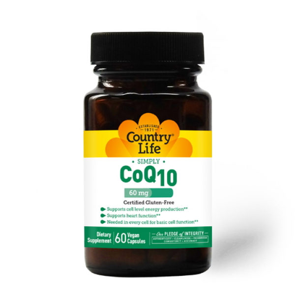 Натуральна добавка Country Life CoQ10 60 mg, 60 вегакапсул