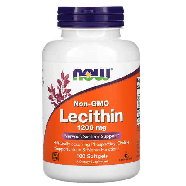 Натуральна добавка NOW Lecithin 1200 mg, 100 капсул