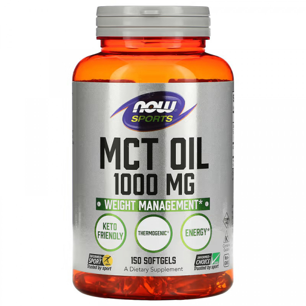 Передтренувальний комплекс NOW Sports MCT Oil 1000 mg, 150 капсул