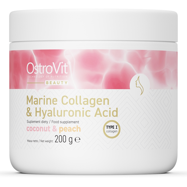Препарат для суглобів і зв'язок OstroVit Marine Collagen + Hyaluronic Acid, 200 грам Кокос-персик