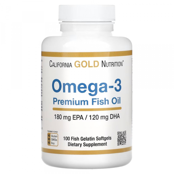 Жирні кислоти California Gold Nutrition Omega 3 Premium Fish Oil, 100 рибних капсул