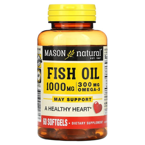 Жирні кислоти Mason Natural Fish Oil 1000 mg, 60 капсул