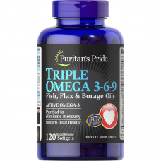 Жирні кислоти Puritan's Pride Triple Omega 3-6-9 Fish, Flax & Borage Oils, 120 капсул