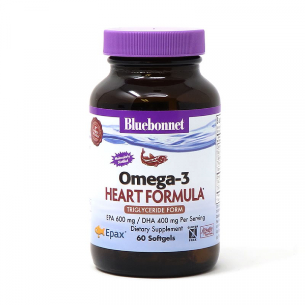 Жирные кислоты Bluebonnet Omega 3 Heart Formula, 60 капсул