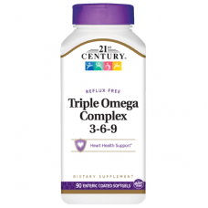 Жирні кислоти 21st Century Triple Omega Complex 3-6-9, 90 капсул