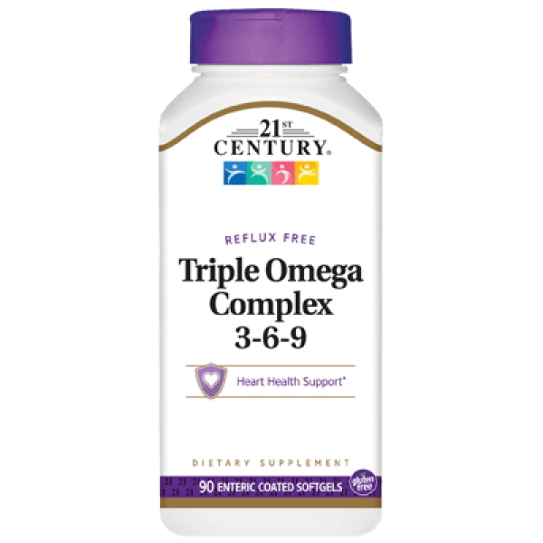 Жирні кислоти 21st Century Triple Omega Complex 3-6-9, 90 капсул