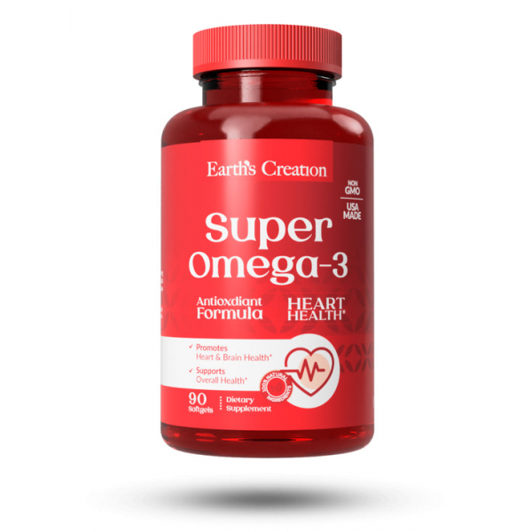 Жирні кислоти Earth‘s Creation Super Omega-3 1000 mg, 90 капсул