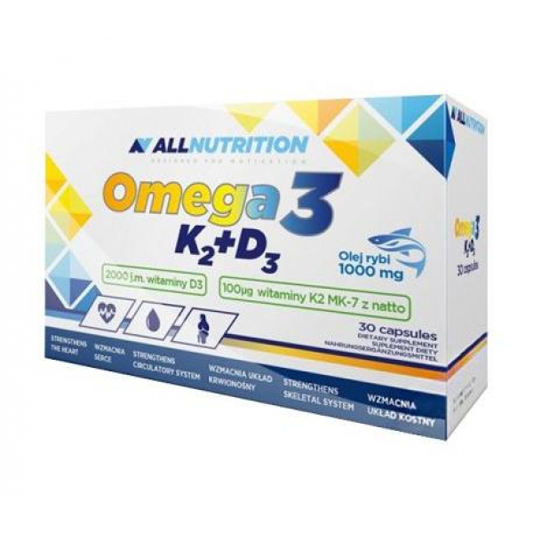 Жирні кислоти AllNutrition Omega 3+D3+K2, 30 капсул