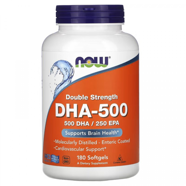 Жирні кислоти NOW DHA 500, 180 капсул