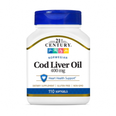 Жирні кислоти 21st Century Cod Liver Oil 400 mg, 110 капсул Жирні кислоти 21st Century Cod Liver Oil 400 mg, 110 капсул