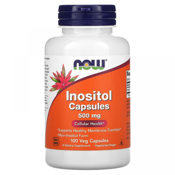 Вітаміни та мінерали NOW Inositol 500 mg, 100 вегакапсул