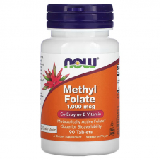 Вітаміни та мінерали NOW Methyl Folate 1000 mcg, 90 таблеток
