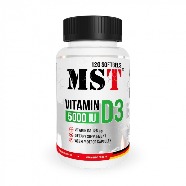 Вітаміни та мінерали MST Vitamin D3 5000 IU, 120 капсул