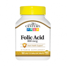 Вітаміни та мінерали 21st Century Folic Acid 800 mcg, 180 таблеток Вітаміни та мінерали 21st Century Folic Acid 800 mcg, 180 таблеток