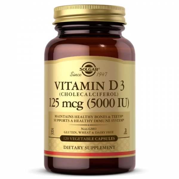 Вітаміни та мінерали Solgar Vitamin D3 125 mcg, 120 вегакапсул