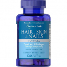 Вітаміни та мінерали Puritan's Pride Hair Skin and Nails Formula, 120 каплет Вітаміни та мінерали Puritan's Pride Hair Skin and Nails Formula, 120 каплет