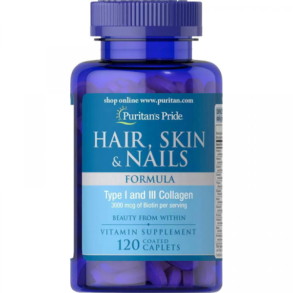 Вітаміни та мінерали Puritan's Pride Hair Skin and Nails Formula, 120 каплет