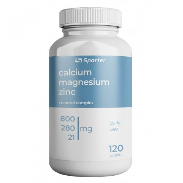 Вітаміни та мінерали Sporter Calcium Magnesium Zinc, 120 таблеток
