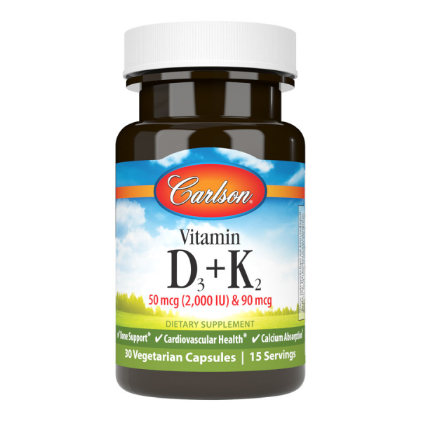 Вітаміни та мінерали Carlson Labs Vitamin D3 + K2, 30 вегакапсул
