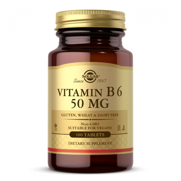 Вітаміни та мінерали Solgar Vitamin B6 50 mg, 100 таблеток