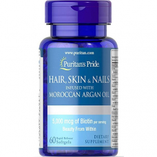Вітаміни та мінерали Puritan's Pride Hair Skin Nails infused with Moroccan Argan oil, 60 таблеток