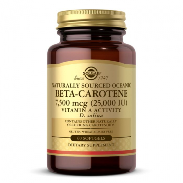 Вітаміни та мінерали Solgar Beta-Carotene 25,000 IU, 60 капсул