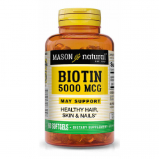 Вітаміни та мінерали Mason Natural Biotin 5,000 mcg, 60 капсул Вітаміни та мінерали Mason Natural Biotin 5,000 mcg, 60 капсул
