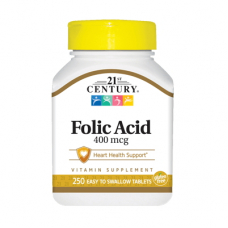 Вітаміни та мінерали 21st Century Folic Acid 400 mcg, 250 таблеток Вітаміни та мінерали 21st Century Folic Acid 400 mcg, 250 таблеток