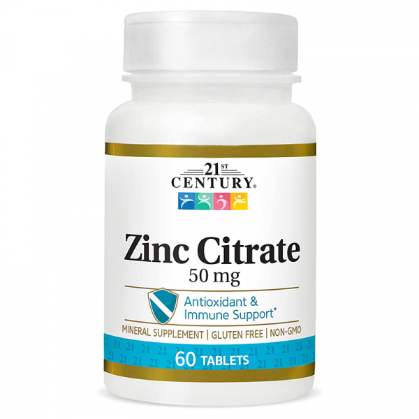 Вітаміни та мінерали 21st Century Zinc Citrate 50 mg, 60 таблеток
