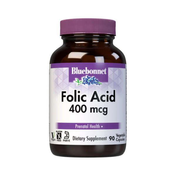 Вітаміни та мінерали Bluebonnet Folic Acid 400 mcg, 90 вегакапсул