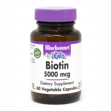 Вітаміни та мінерали Bluebonnet Nutrition Biotin 5000 mg, 60 вегакапсул