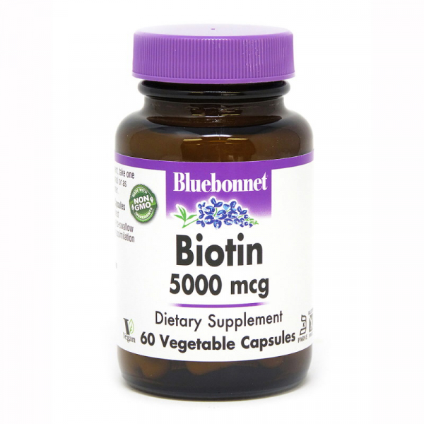 Вітаміни та мінерали Bluebonnet Nutrition Biotin 5000 mg, 60 вегакапсул